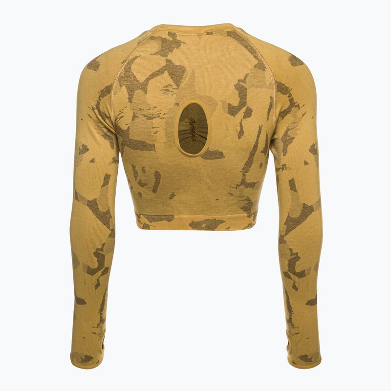 Лонгслів для тренувань жіночий Gymshark Adapt Camo Savanna Seamless Indian yellow 6