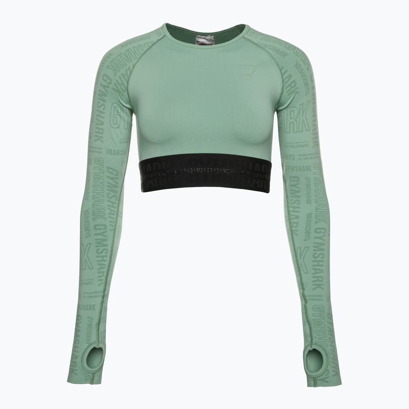 Топ лонгслів тренувальний жіночий Gymshark Vision Crop Top green/black 5