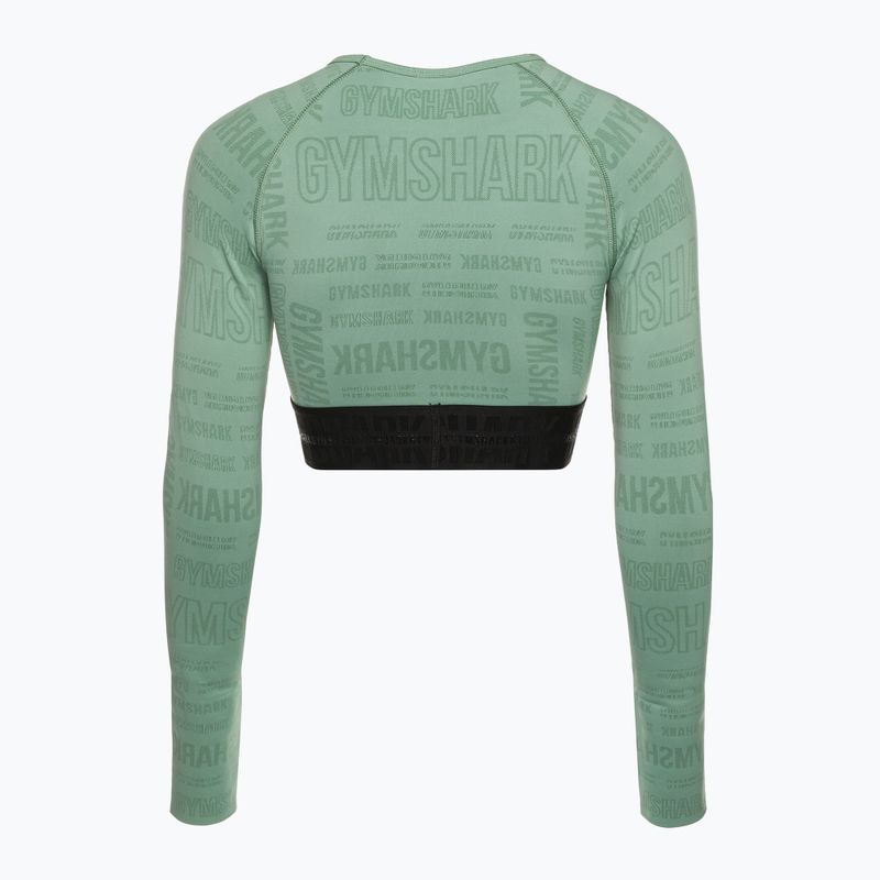 Топ лонгслів тренувальний жіночий Gymshark Vision Crop Top green/black 6