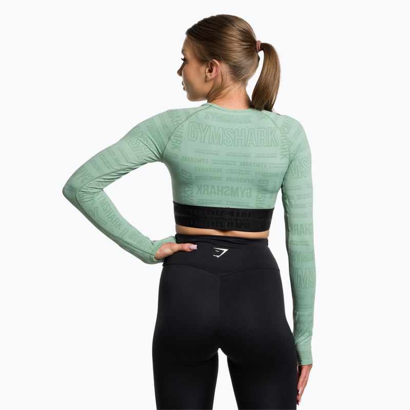 Топ лонгслів тренувальний жіночий Gymshark Vision Crop Top green/black 3