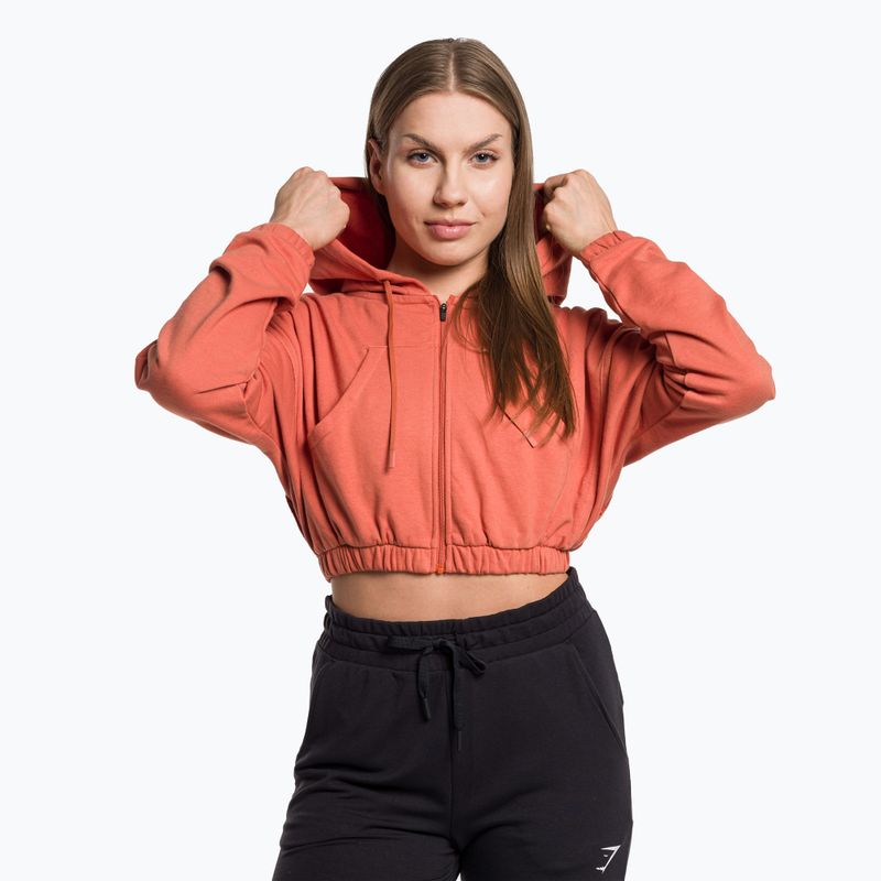 Кофта тренувальна жіноча Gymshark KK Twins Zip Up Crop orange