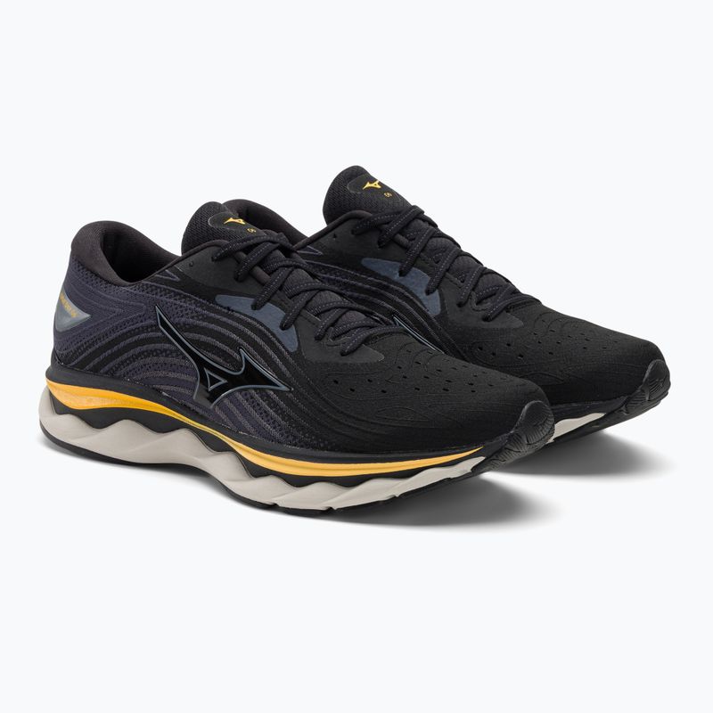 Чоловічі бігові кросівки Mizuno Wave Sky 6 чорний / пасати / золотий ф'южн 4