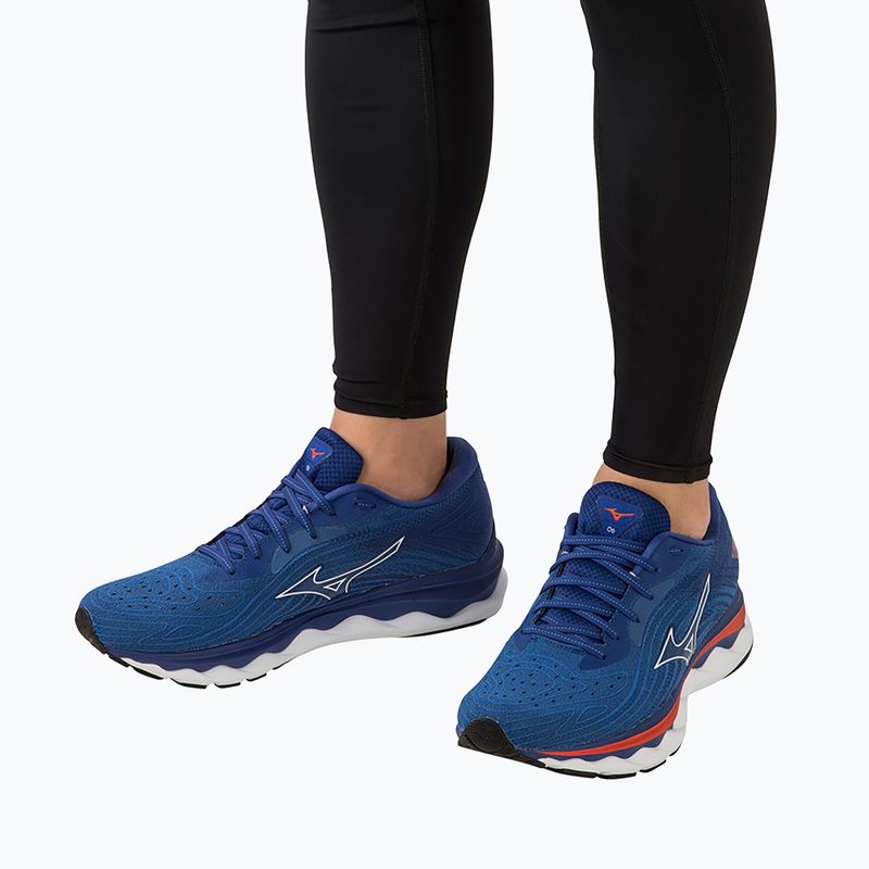 Чоловічі кросівки Mizuno Wave Sky 6 бірюзові морські/білі/черрі томат 3