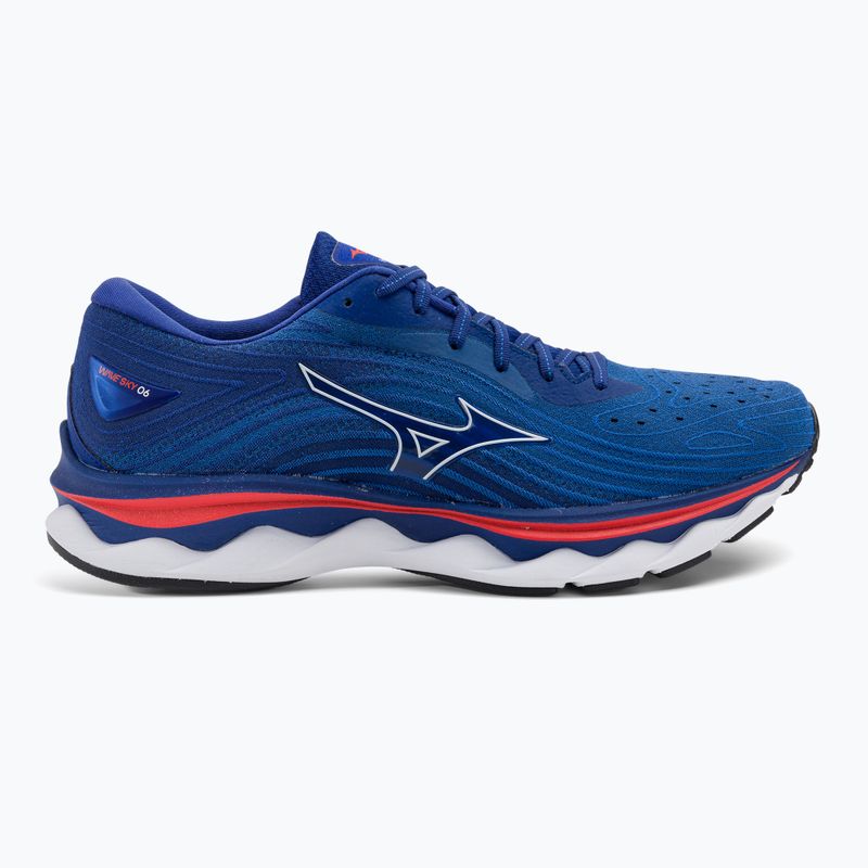 Чоловічі кросівки Mizuno Wave Sky 6 бірюзові морські/білі/черрі томат 2