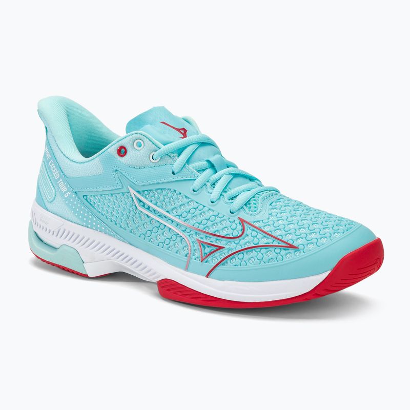 Кросівки тенісні жіночі Mizuno Wave Exceed Tour 5 AC tanger turquoise/fiery coral 2/white