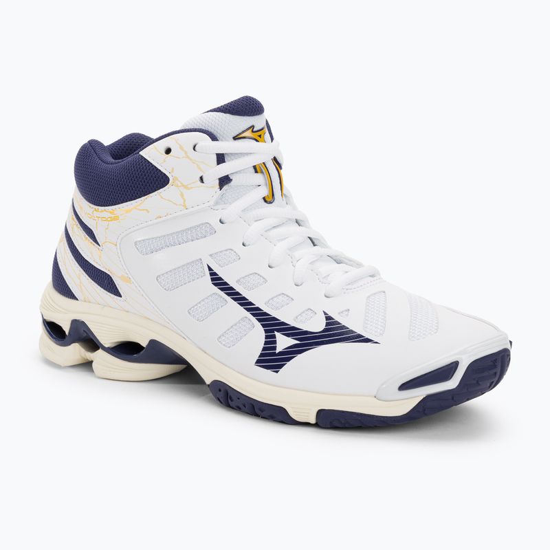 Чоловічі волейбольні кросівки Mizuno Wave Voltage Mid білі/синя стрічка/золото
