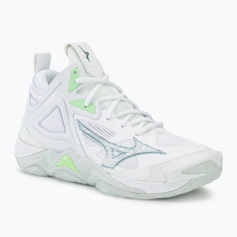 Кросівки волейбольні жіночі Mizuno Wave Momentum 3 Mid white/glacial/pantinagreen