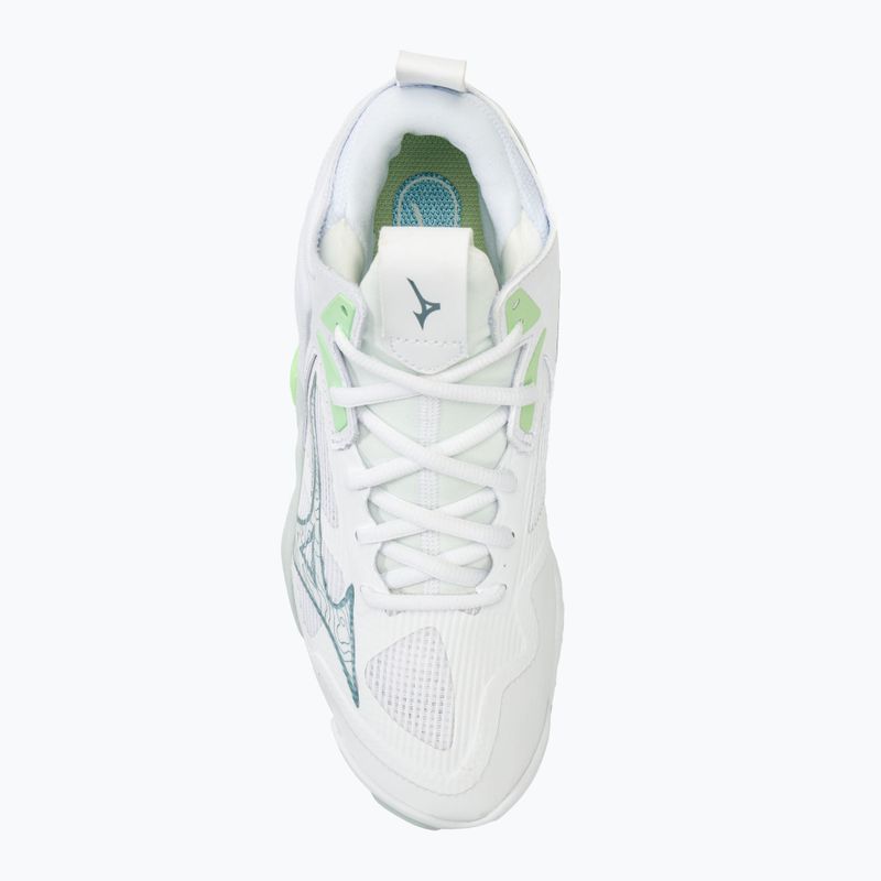 Кросівки волейбольні жіночі Mizuno Wave Momentum 3 Mid white/glacial/pantinagreen 5