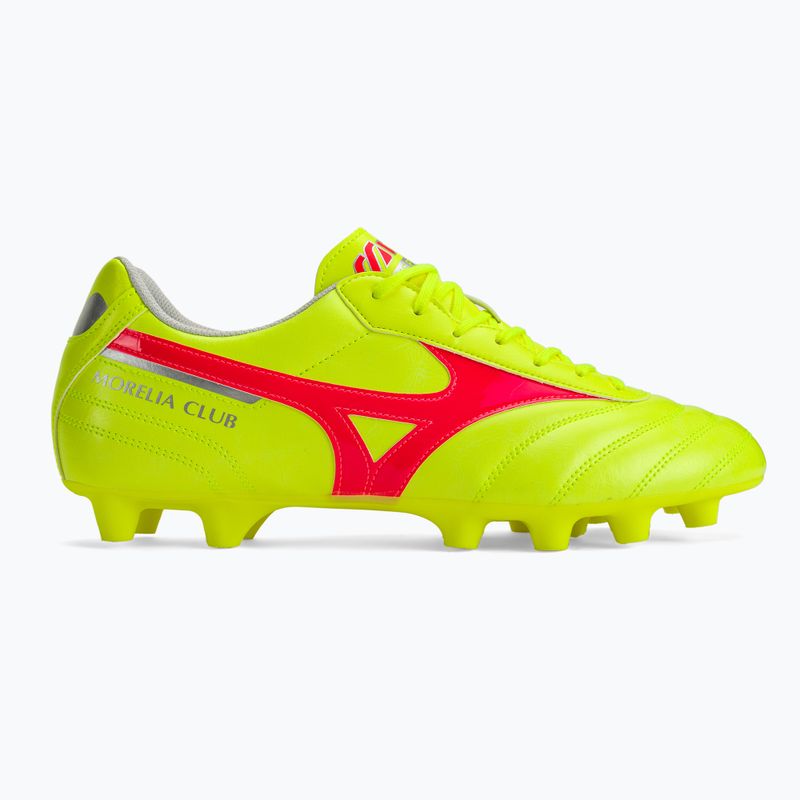 Кросівки футбольні чоловічі Mizuno Morelia II Club MD safety yellow/fiery coral 2/galaxy silver 2