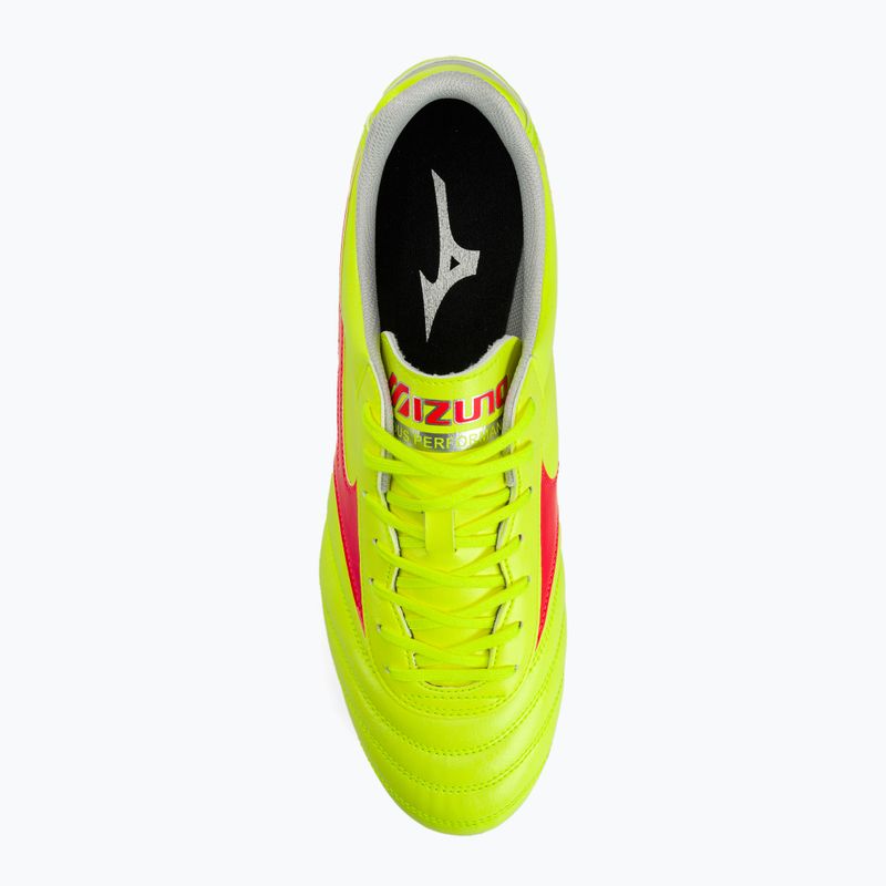Кросівки футбольні чоловічі Mizuno Morelia II Club MD safety yellow/fiery coral 2/galaxy silver 7