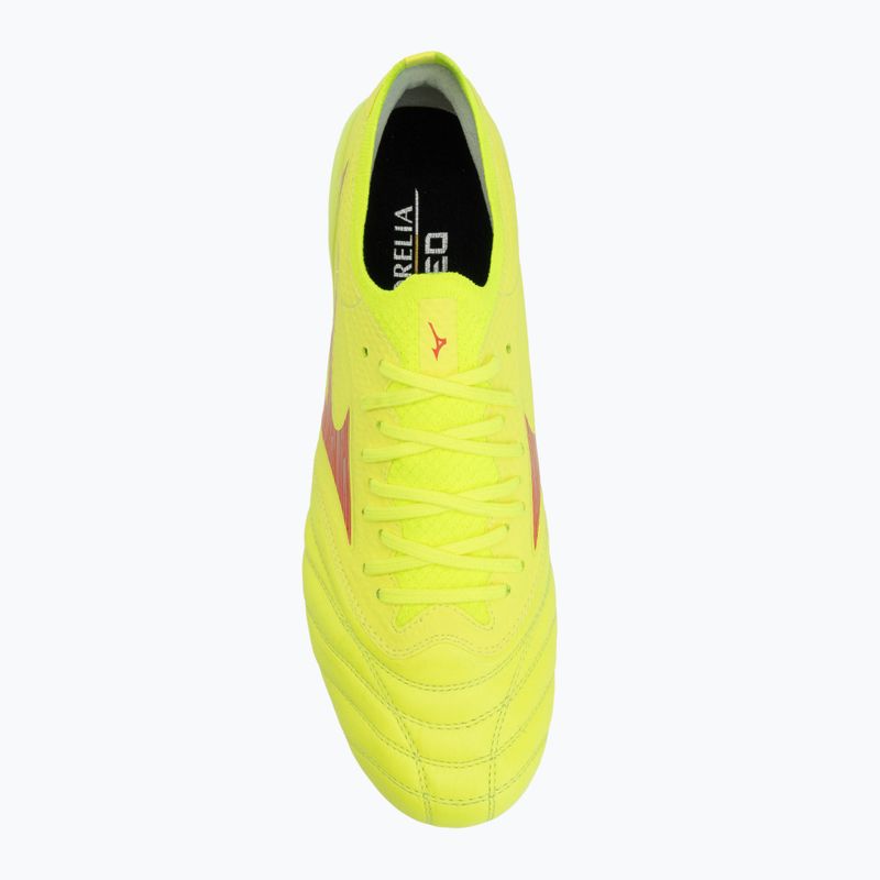 Кросівки футбольні чоловічі Mizuno Morelia Neo IV β Elite MIX safety yellow/fiery coral 2/safety yellow 5