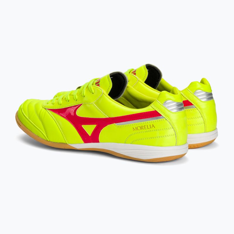 Кросівки футбольні чоловічі Mizuno Morelia Sala Elite IN safety yellow/fiery coral 2/galaxy silver 4