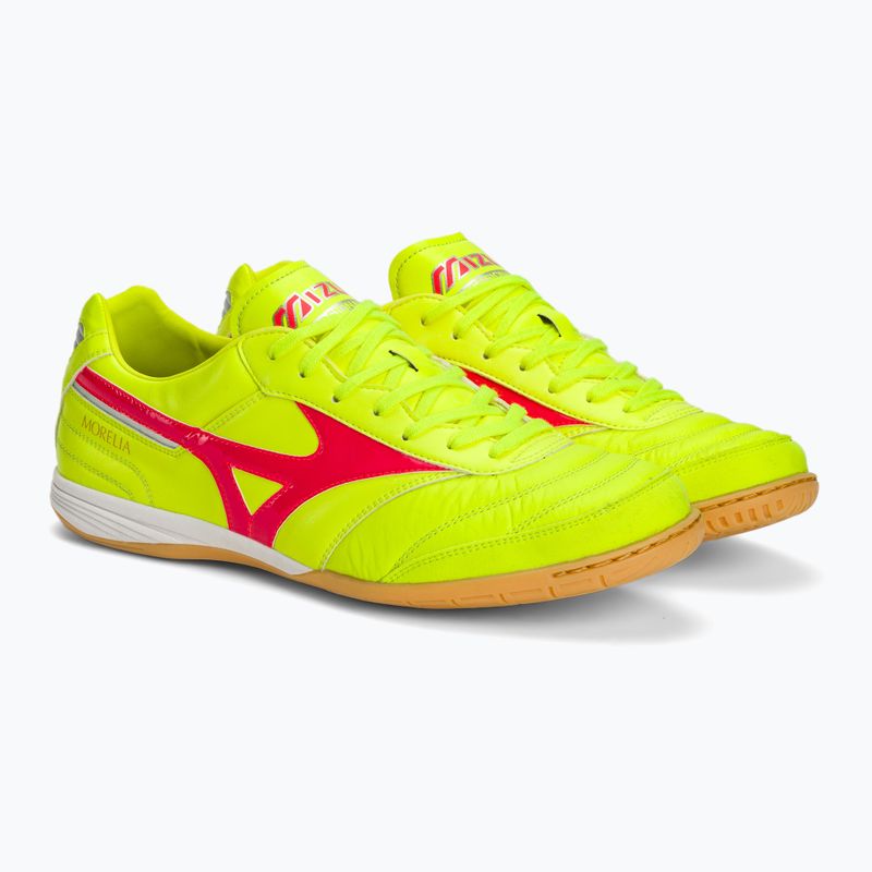 Кросівки футбольні чоловічі Mizuno Morelia Sala Elite IN safety yellow/fiery coral 2/galaxy silver 5