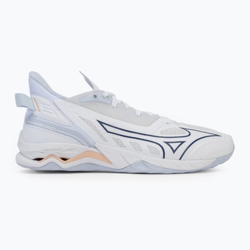 Жіночі гандбольні кросівки Mizuno Wave Mirage 5 білі / темно-синій півонія / персиковий парфе 2