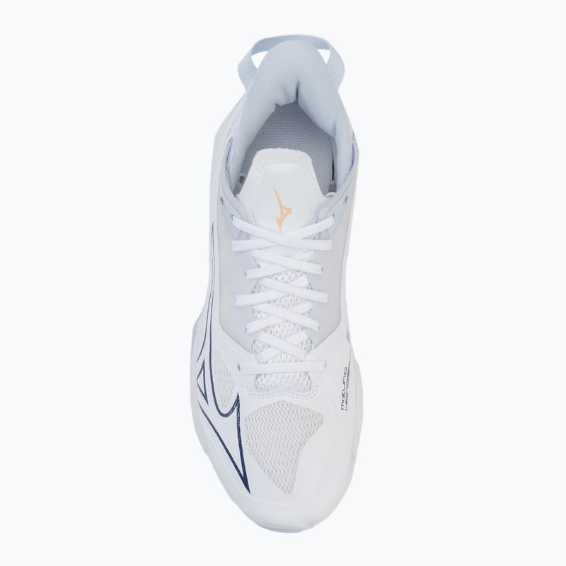 Жіночі гандбольні кросівки Mizuno Wave Mirage 5 білі / темно-синій півонія / персиковий парфе 5
