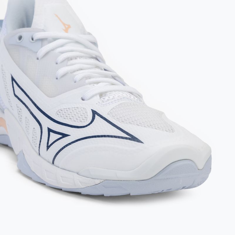 Жіночі гандбольні кросівки Mizuno Wave Mirage 5 білі / темно-синій півонія / персиковий парфе 7