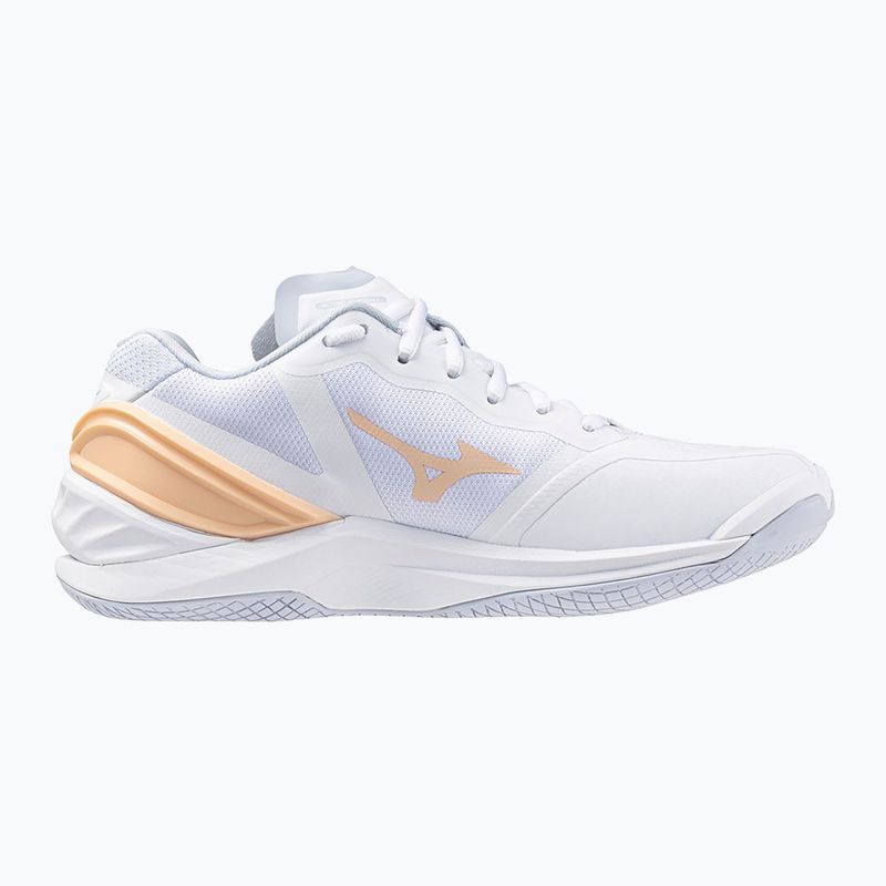 Жіночі гандбольні кросівки Mizuno Wave Stealth Neo білі / темно-сині півонії / персикове парфе 2