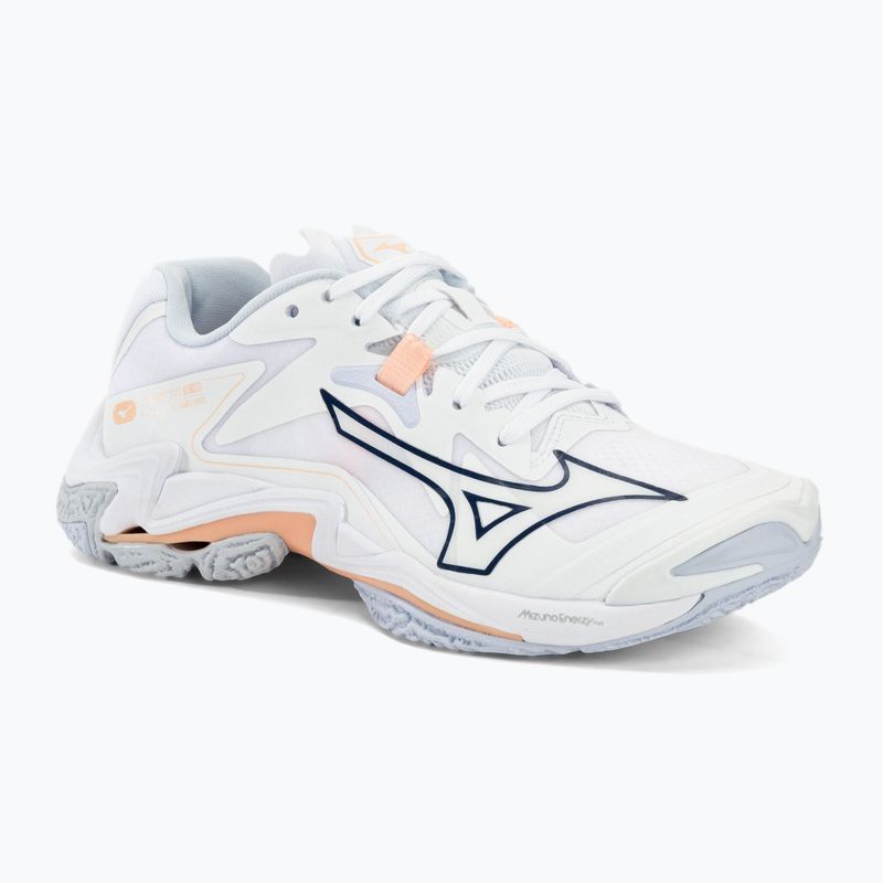 Кросівки для волейболу жіночі Mizuno Wave Lightning Z8 white/navy peony/peach parfait