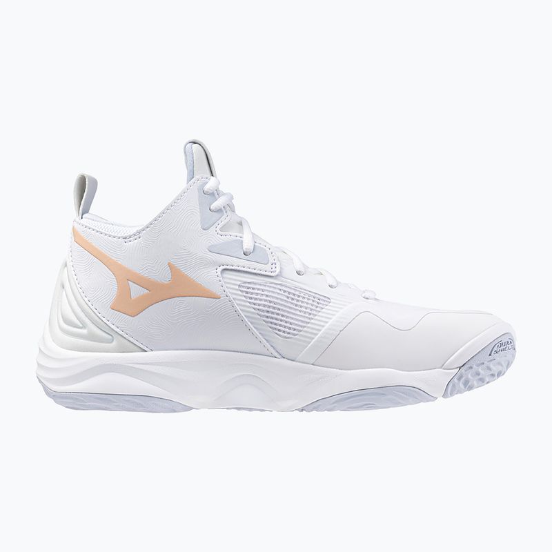 Жіночі волейбольні кросівки Mizuno Wave Momentum 3 Mid білі / темно-синій півонія / персиковий парфе 9