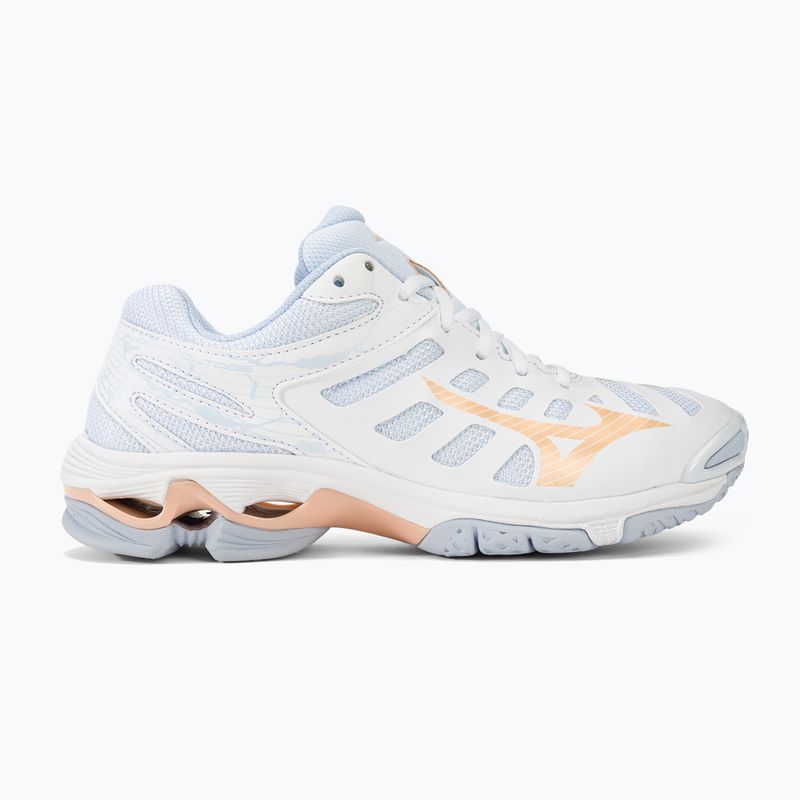 Кросівки для волейболу жіночі Mizuno Wave Voltage white/peach parfait/halogen blue 2