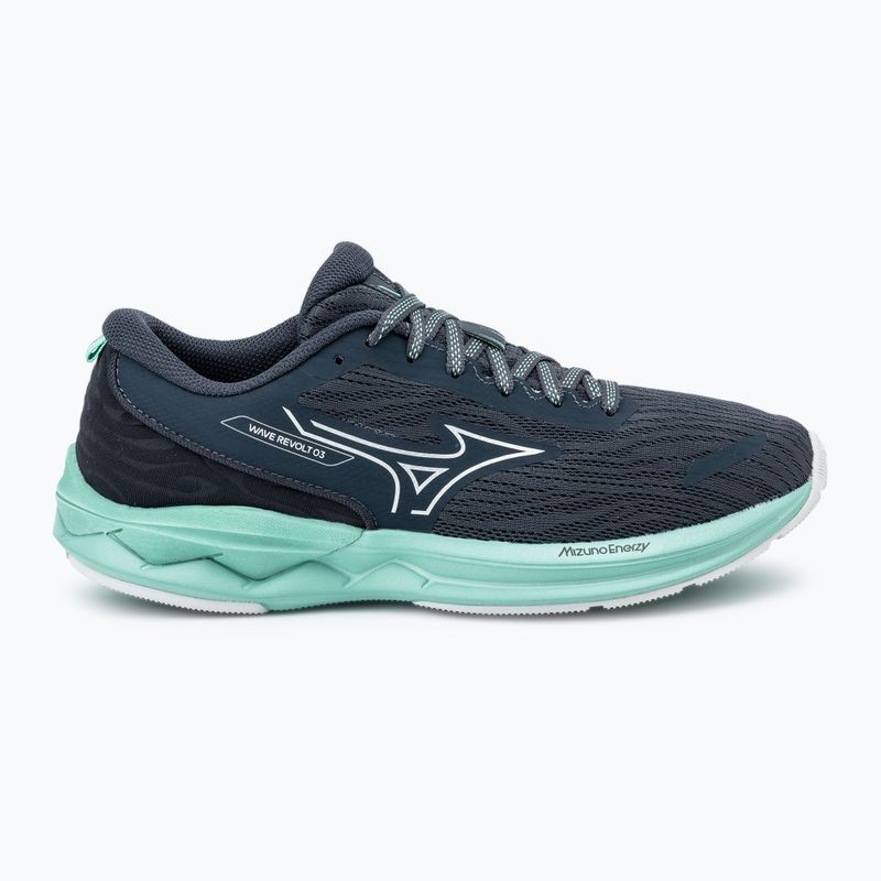 Кросівки для бігу жіночі Mizuno Wave Revolt 3 india ink/neo silver/dusty jade green 2