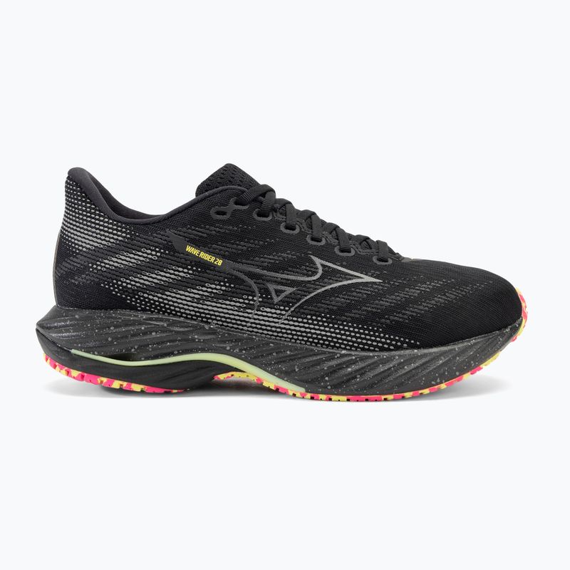 Чоловічі бігові кросівки Mizuno Wave Rider 28 чорний/сріблястий/сонячний лайм 2