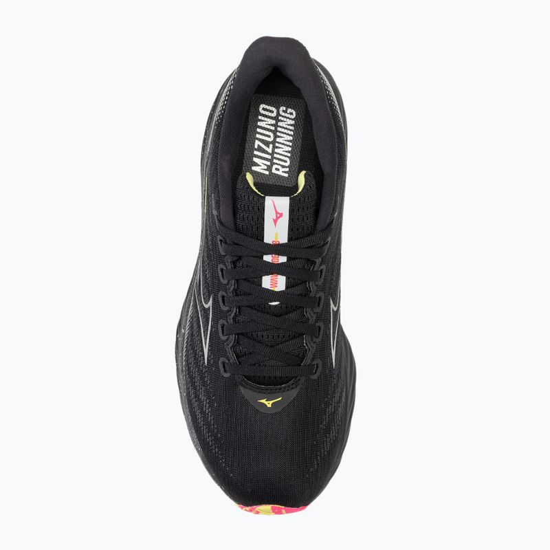 Чоловічі бігові кросівки Mizuno Wave Rider 28 чорний/сріблястий/сонячний лайм 5