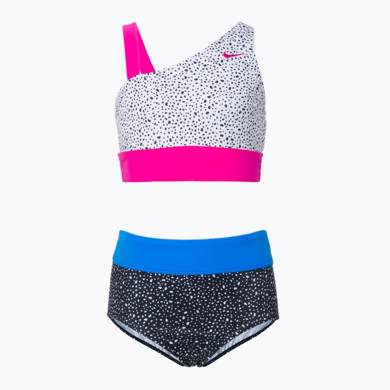 Купальник роздільний дитячий Nike Water Dots Asymmetrical біло-чорний NESSC725-001