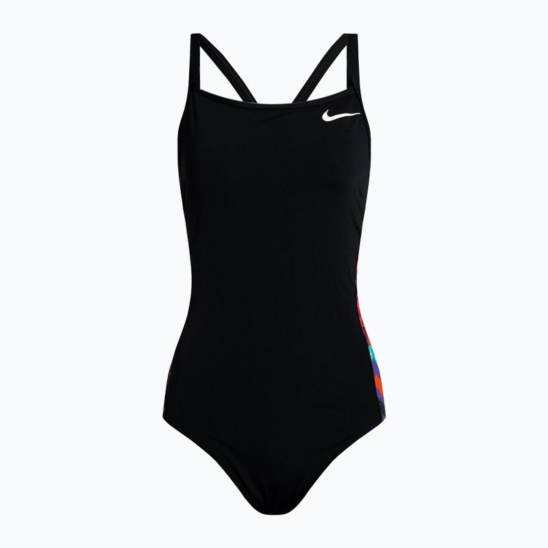 Купальник суцільний жіночий Nike Multiple Print Racerback Splice One чорний NESSC051-001