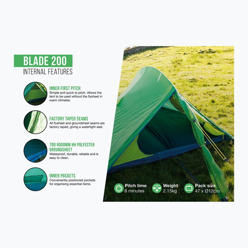 Намет трекінговий для 2-х осіб Vango Blade 200 pamir green 2