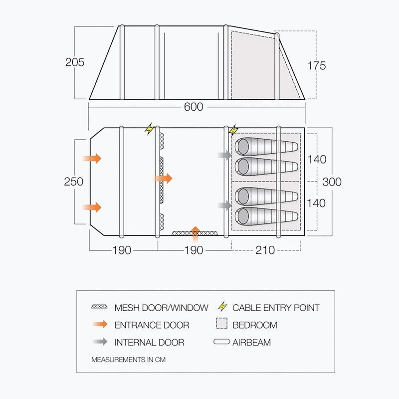 Намет кемпінговий 4-місний Vango Lismore Air 450 Package mineral green 2