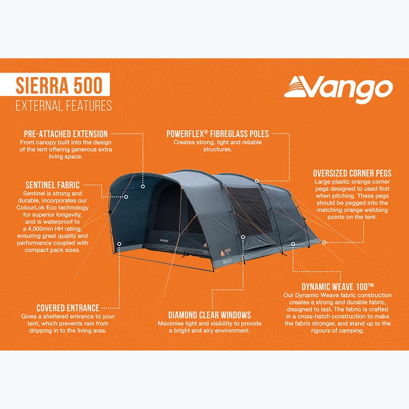 Намет кемпінговий 5-місний Vango Sierra 500 deep blue 13