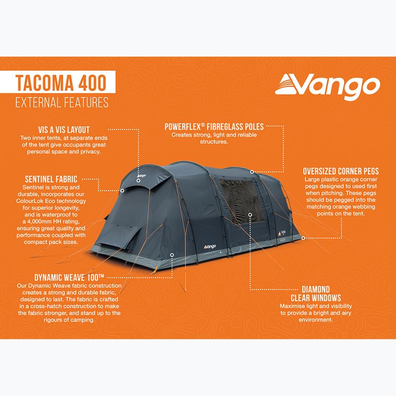 Намет кемпінговий 4-місний Vango Tacoma 400 deep blue 12