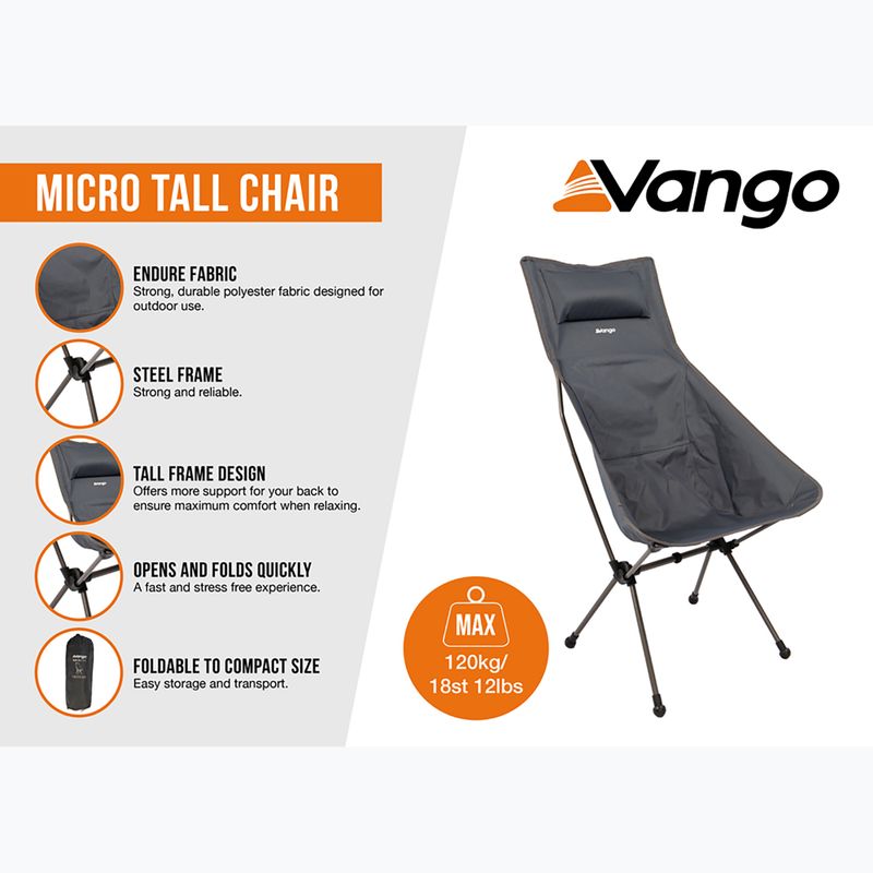 Крісло туристичне Vango Micro Tall india ink 9