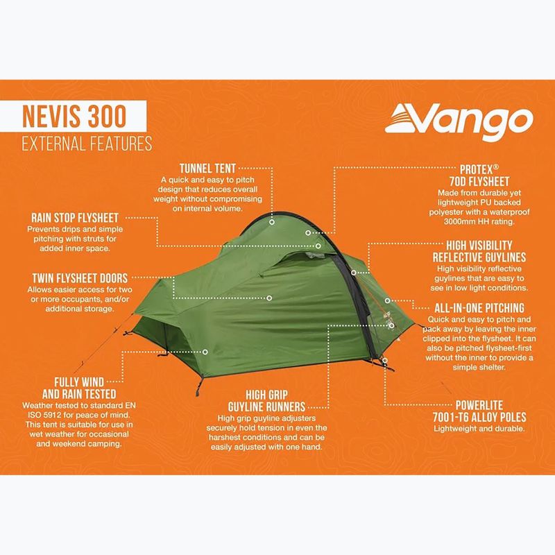 Намет трекінговий тримісний Vango Nevis 300 pamir green 12
