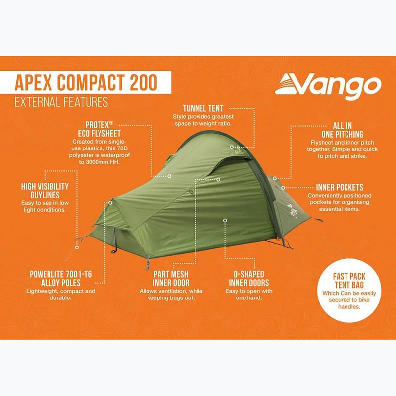 Намет трекінговий двомісний Vango Apex Compact 200 forest green 13