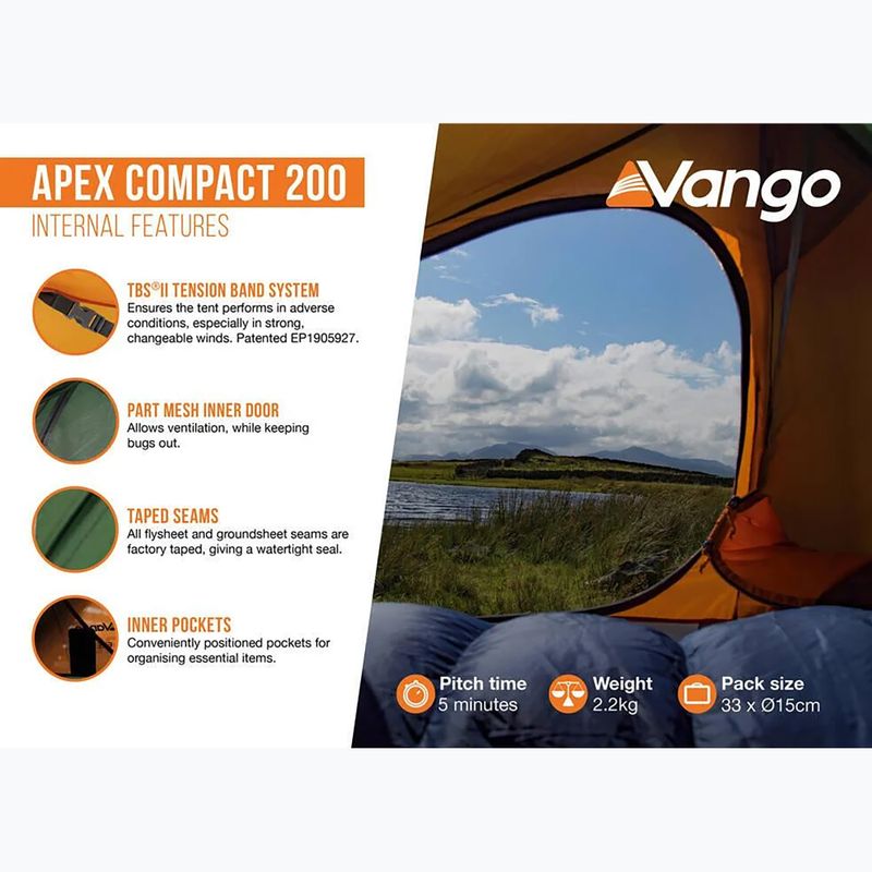 Намет трекінговий двомісний Vango Apex Compact 200 forest green 14