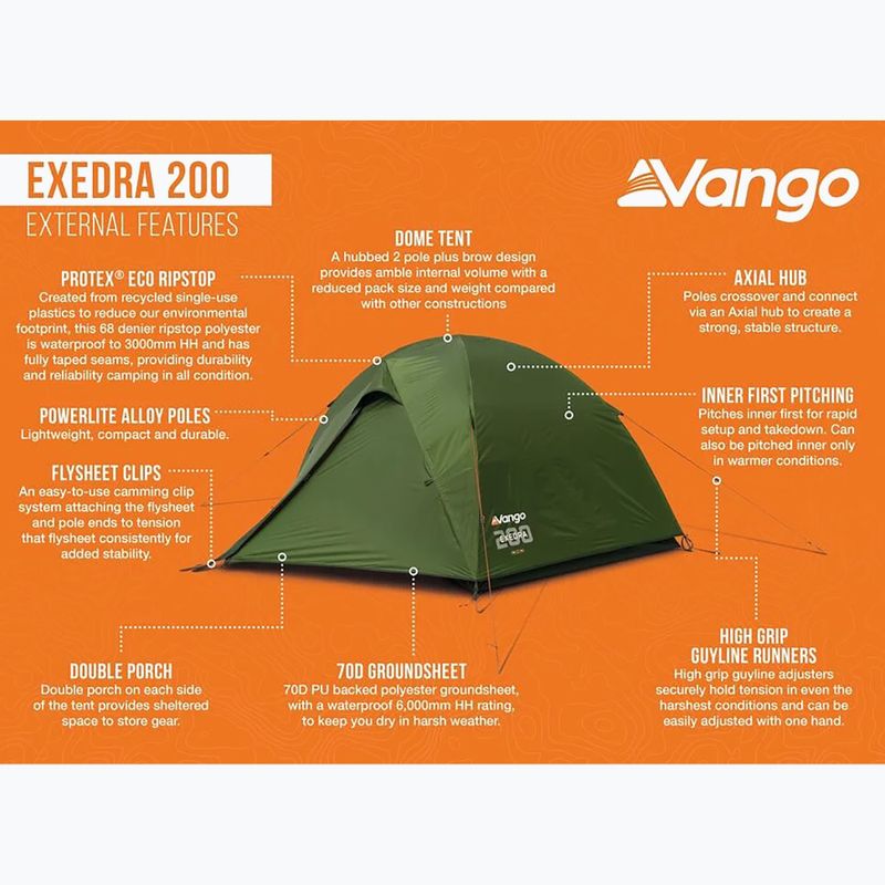 Намет трекінговий двомісний Vango Exedra 200 forest green 11