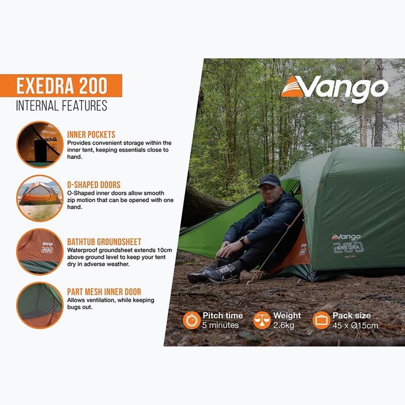 Намет трекінговий двомісний Vango Exedra 200 forest green 12