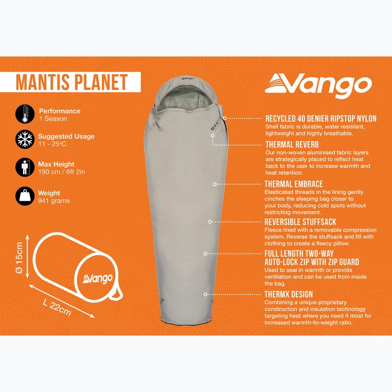 Спальний мішок Vango Mantis Planet grey flannel 14