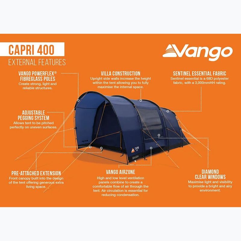 Намет кемпінговий чотиримісний Vango Capri 400 twilight blue 10