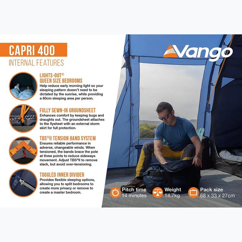 Намет кемпінговий чотиримісний Vango Capri 400 twilight blue 11