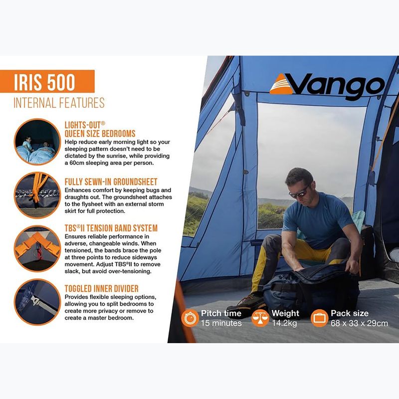 Намет кемпінговий семимісний Vango Iris 500 twilight blue 12