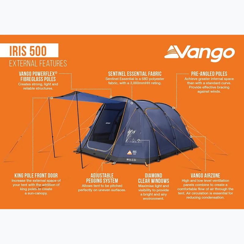 Намет кемпінговий семимісний Vango Iris 500 twilight blue 13
