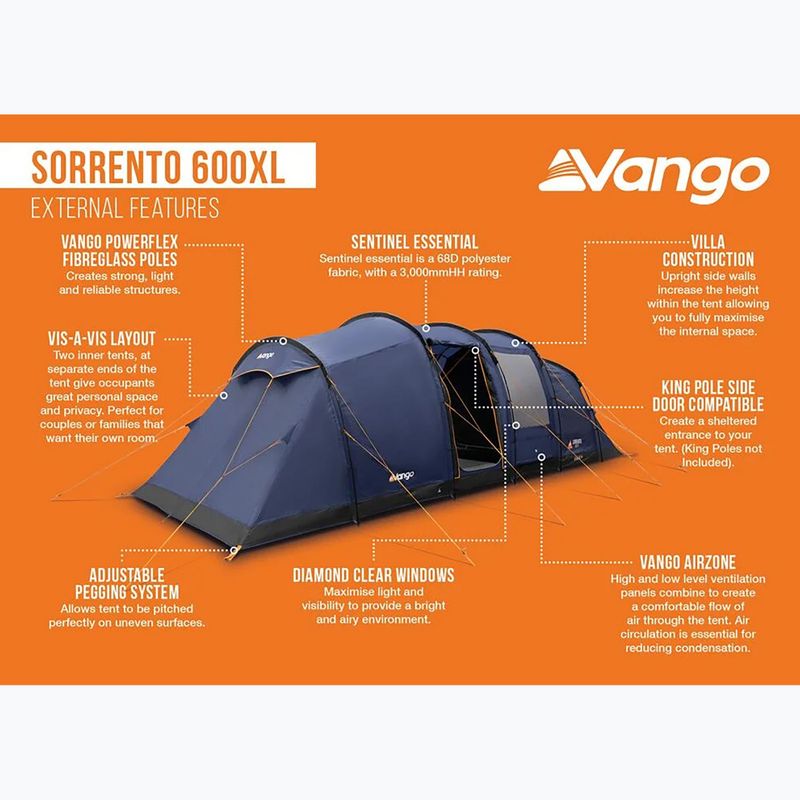Намет кемпінговий шестимісний Vango Sorento 600XL twilight blue 12