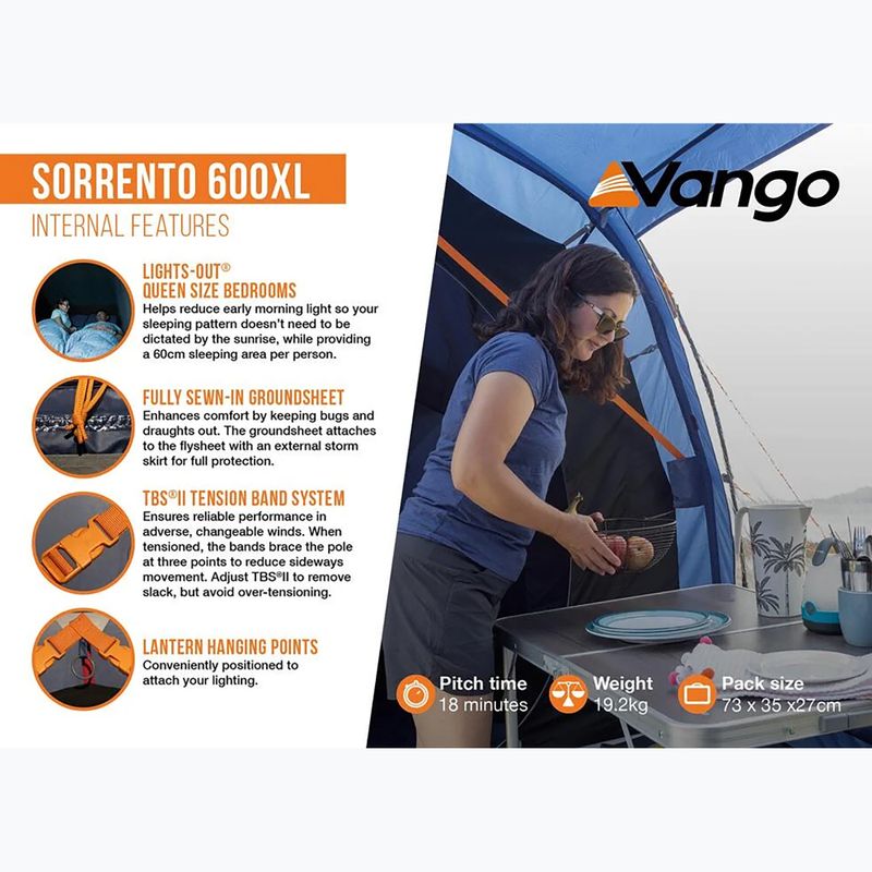 Намет кемпінговий шестимісний Vango Sorento 600XL twilight blue 13