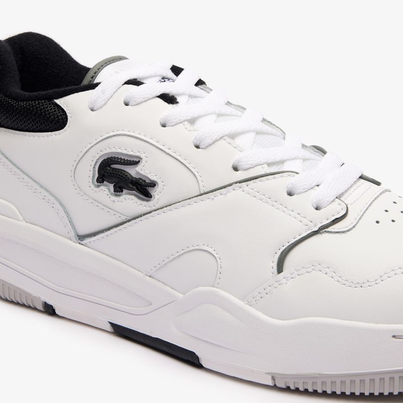 Чоловічі кросівки Lacoste Lineshot з контрастним коміром зі шкіри біло-чорного кольору 13
