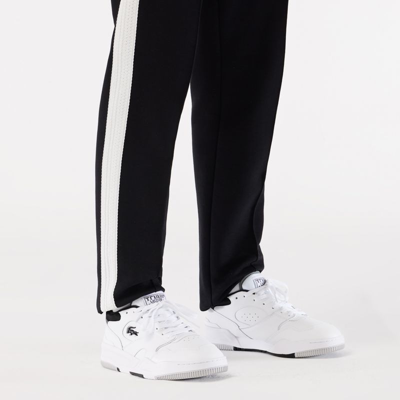Чоловічі кросівки Lacoste Lineshot з контрастним коміром зі шкіри біло-чорного кольору 14