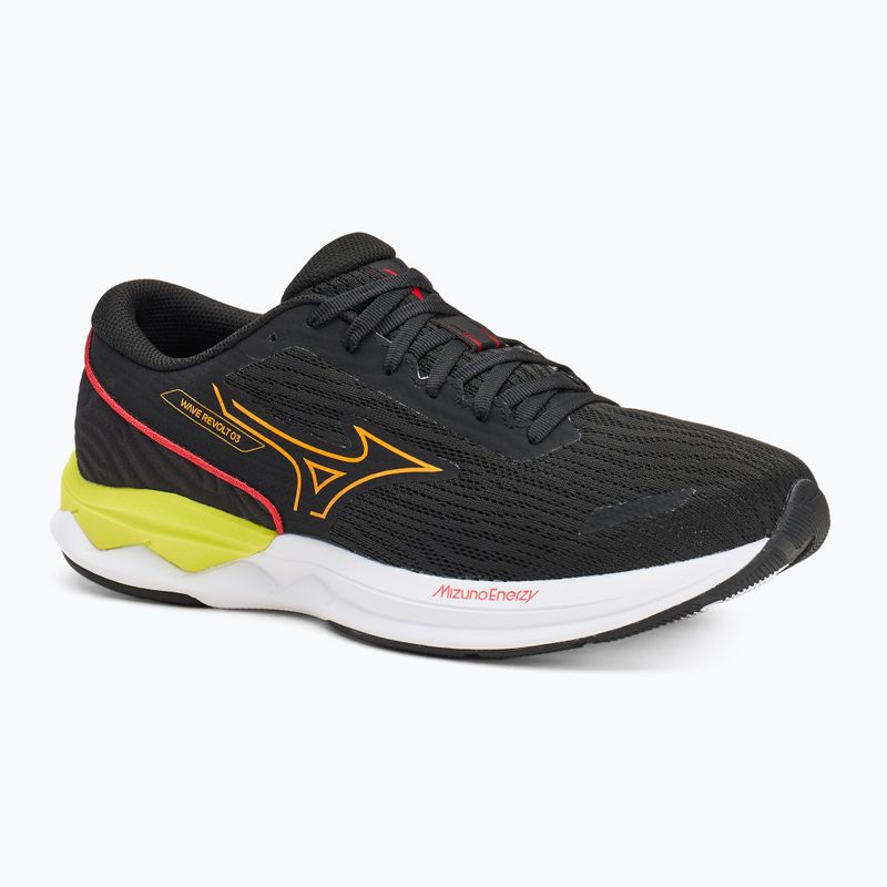 Кросівки для бігу чоловічі Mizuno Wave Revolt 3 black/bright marigold/evening primrose