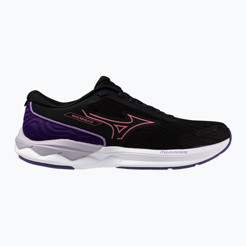 Кросівки для бігу жіночі Mizuno Wave Revolt 3 black/camellia rose/violet indigo 8